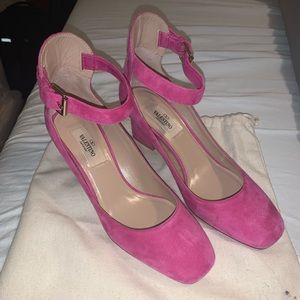 Pink Magenta Valentino Strap Buckle Heels